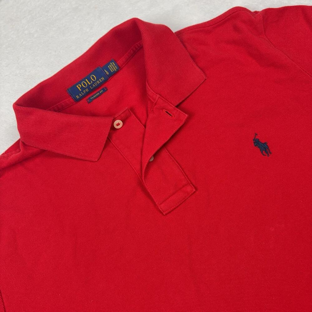 Polo Ralph Lauren Polo Shirt Mens L Red 100% Cotton Knit Short Sleeve Logo